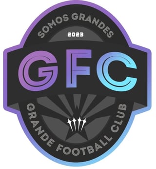 GFC Grande Football Club logo with purple and blue gradient badge design