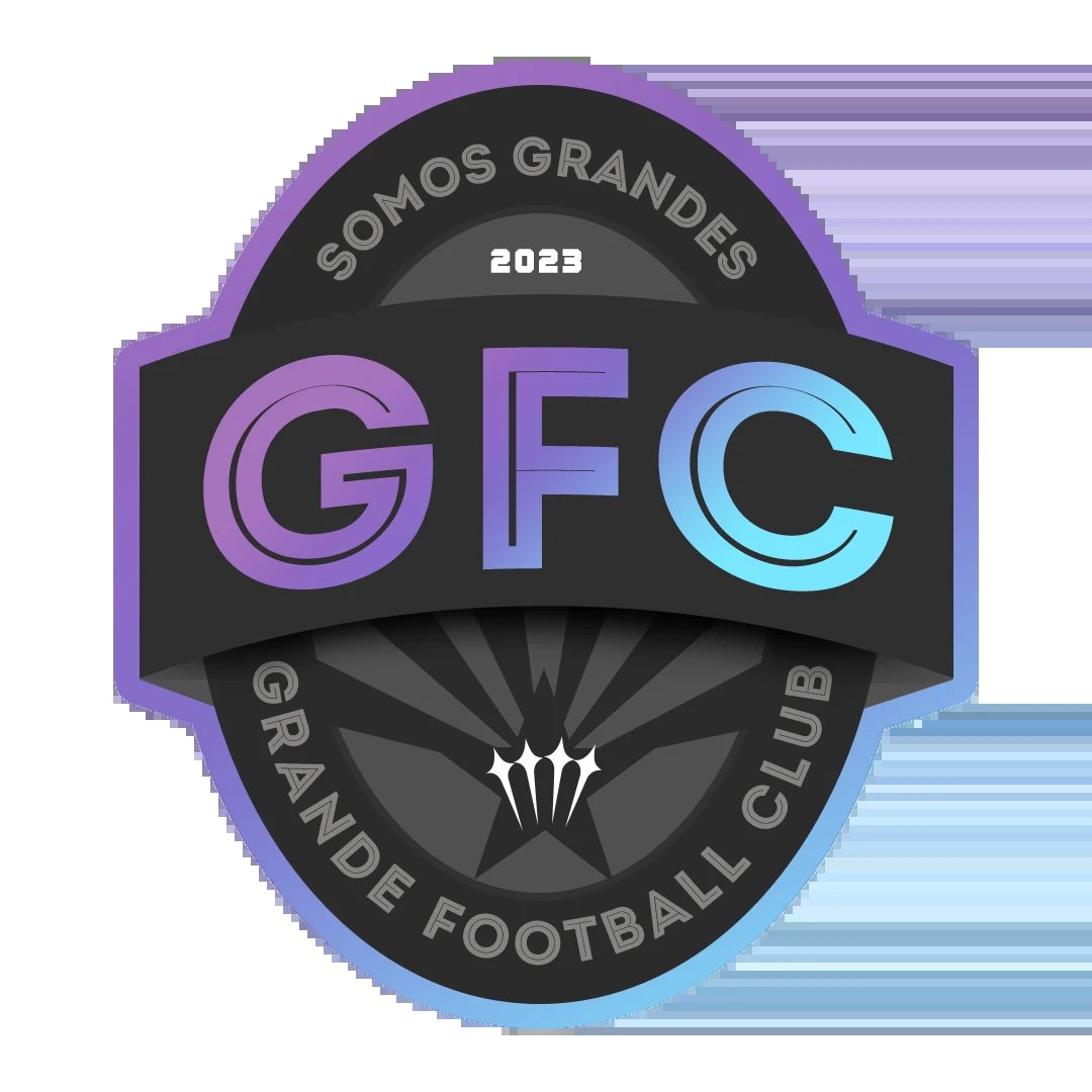 GFC Somos Grandes 2023 Grande Football Club logo with purple and blue gradient design